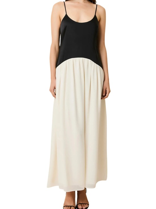 SOLID & STRIPED Dresses & Skirts - Talulla Dress Black & Cream Two-Tone Maxi Skirt Dress